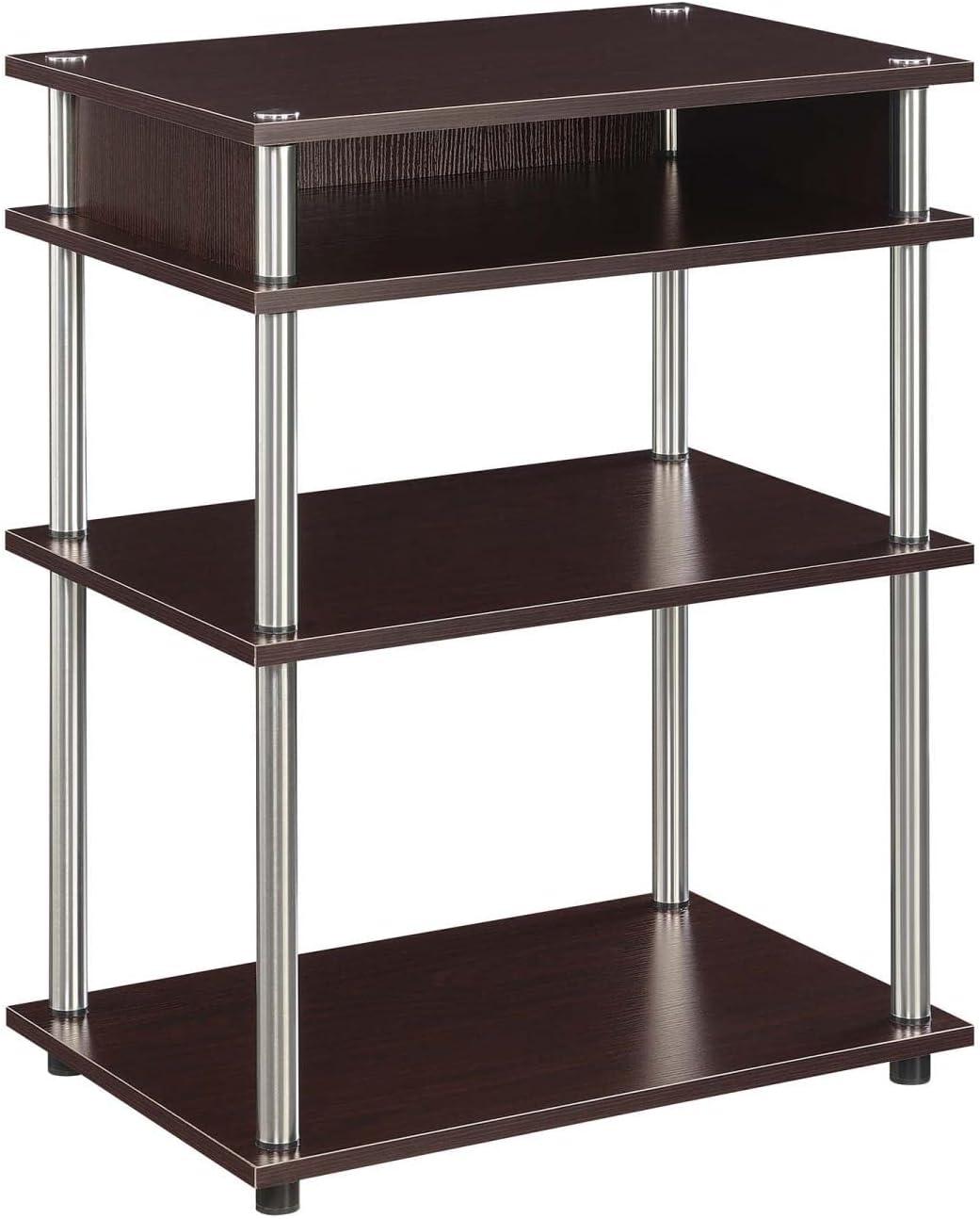 Convenience Concepts Designs2Go No Tools Printer Stand with Shelves, Espresso