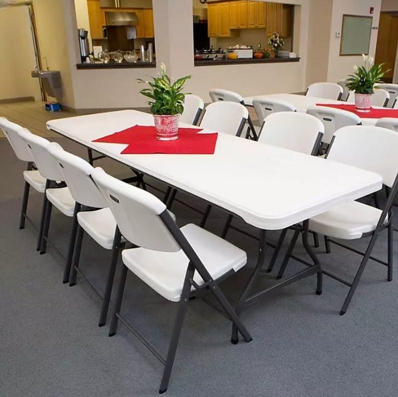 Lifetime 8 Foot Rectangle Folding Table, Indoor/Outdoor Commercial Grade, White Granite (22980)