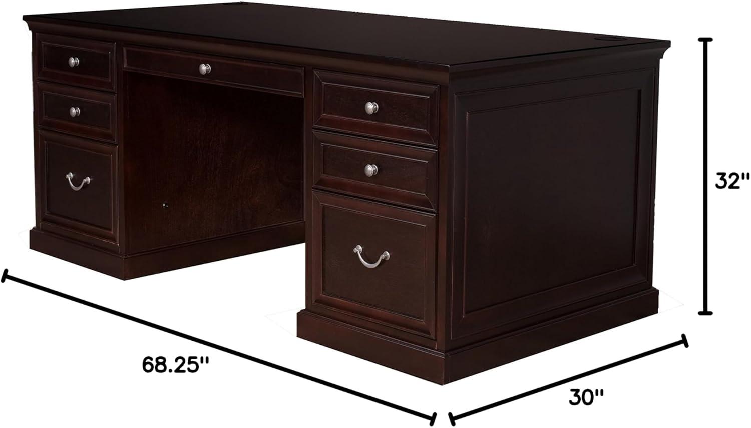 Martin Furniture Fulton 68" Double Pedestal Executive Desk in Espresso