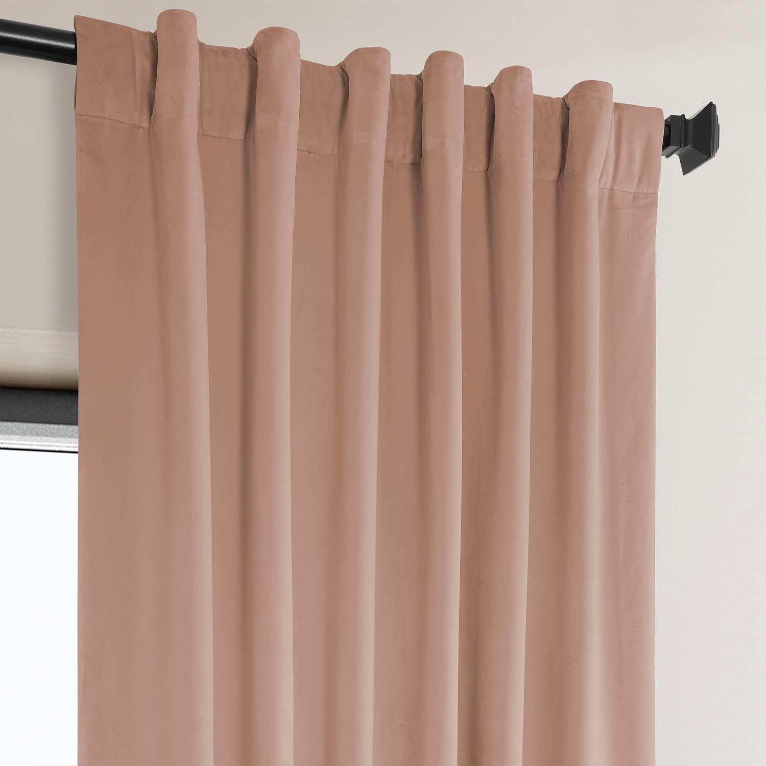 HPD Half Price Drapes Heritage Plush Velvet Curtains 108 Inches Long Room Darkening Curtains for Bedroom & Living Room 50W x 108L, (1 Panel), Peach Blossom
