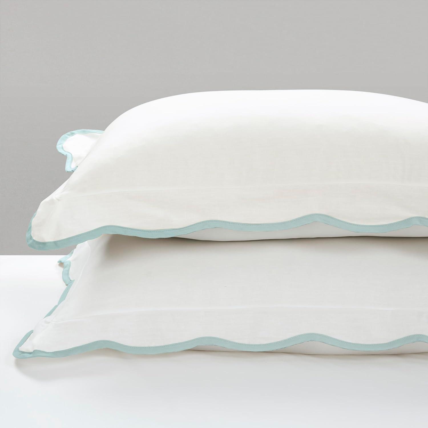3pc Full/Queen Coastal Chic Scallop Edge Comforter Set Blue - Lush Décor: OEKO-TEX Certified, Cotton & Polyester
