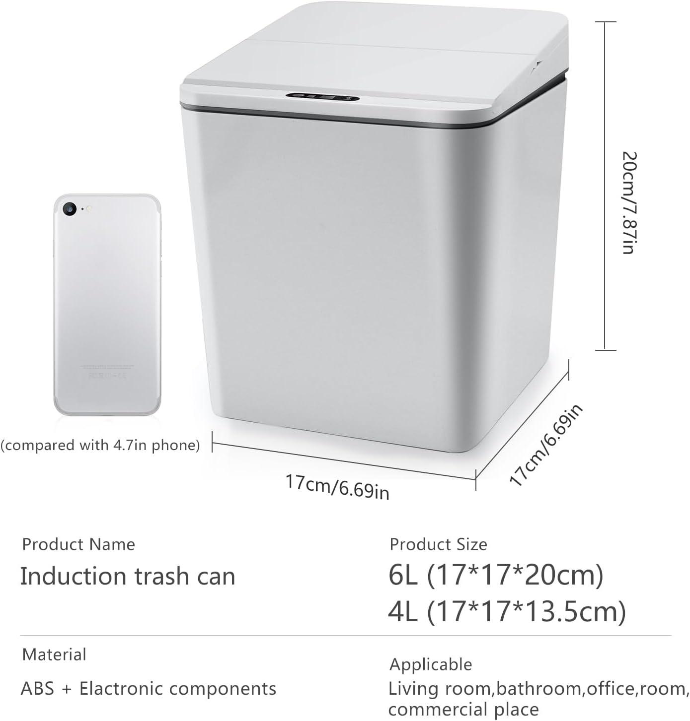 Automatic Small Countertop Trash Can w Rechargeable Battery, Mini Desktop Sensor Can with Lid, Grey-1.5 Gal