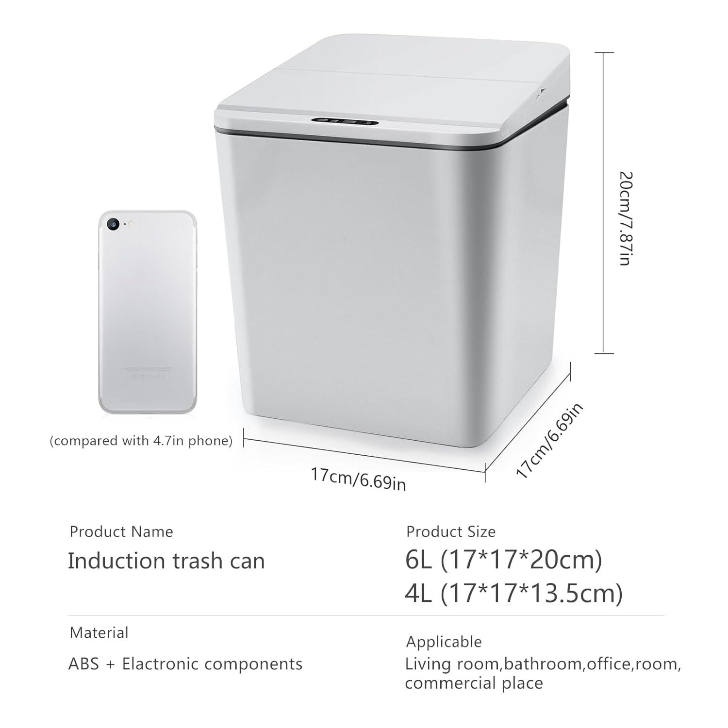 Automatic Small Countertop Trash Can w Rechargeable Battery, Mini Desktop Sensor Can with Lid, Grey-1.5 Gal