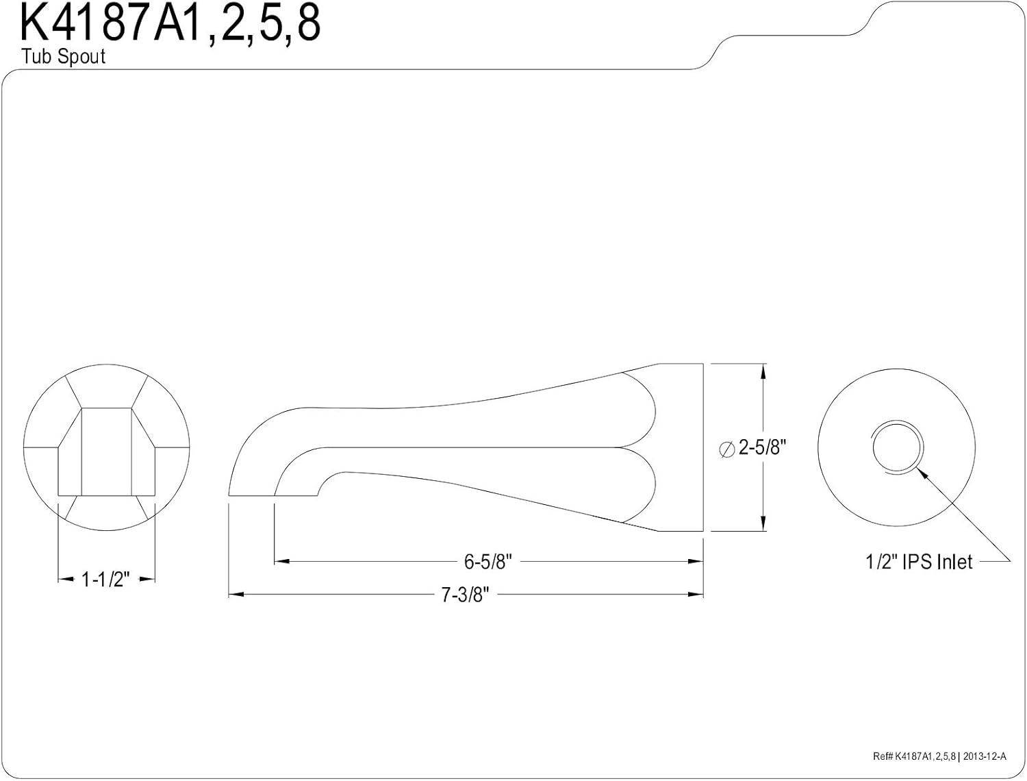 Kingston Brass Made To Match 7-3/8 Inch Non-Diverter Tub Spout