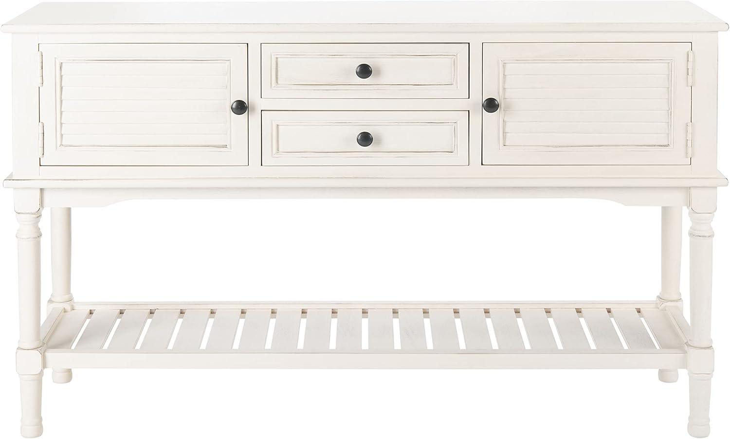 SAFAVIEH Tate Distressed White Wood Console Table with Drawer (47.3 in. W x 13 in. D x 29.5 in. H)