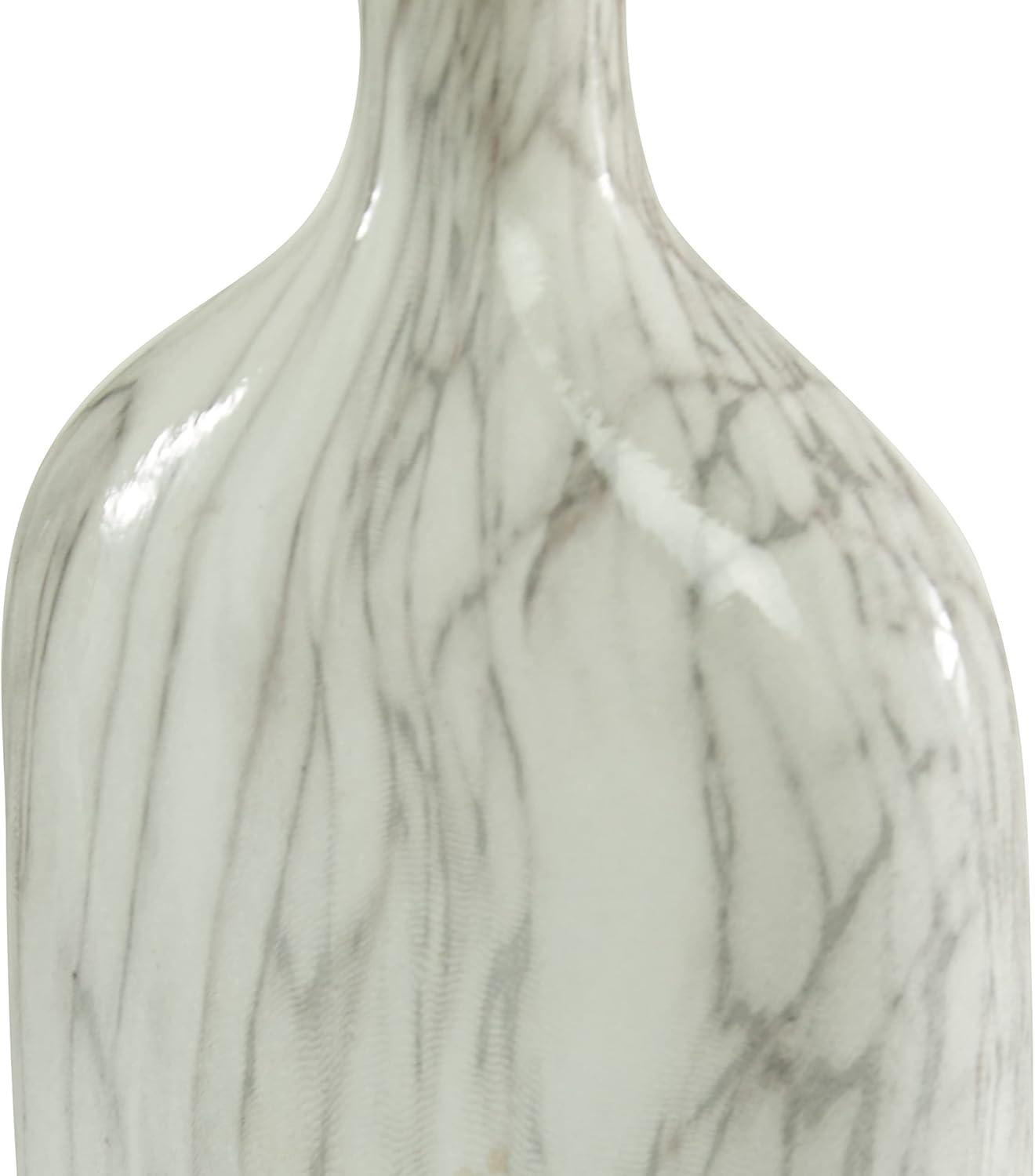 DecMode 6"W, 13"H Faux Marble Gray Ceramic Vase, Set of 3