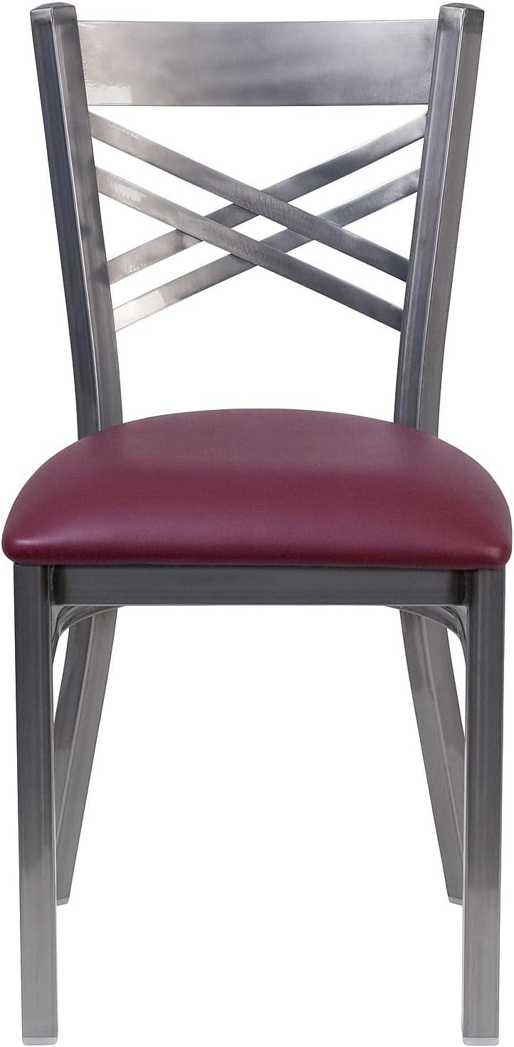 Flash Furniture Hercules Traditional Vinyl & Metal X-Back Restaurant Dining Chair Burgundy 2/Pack