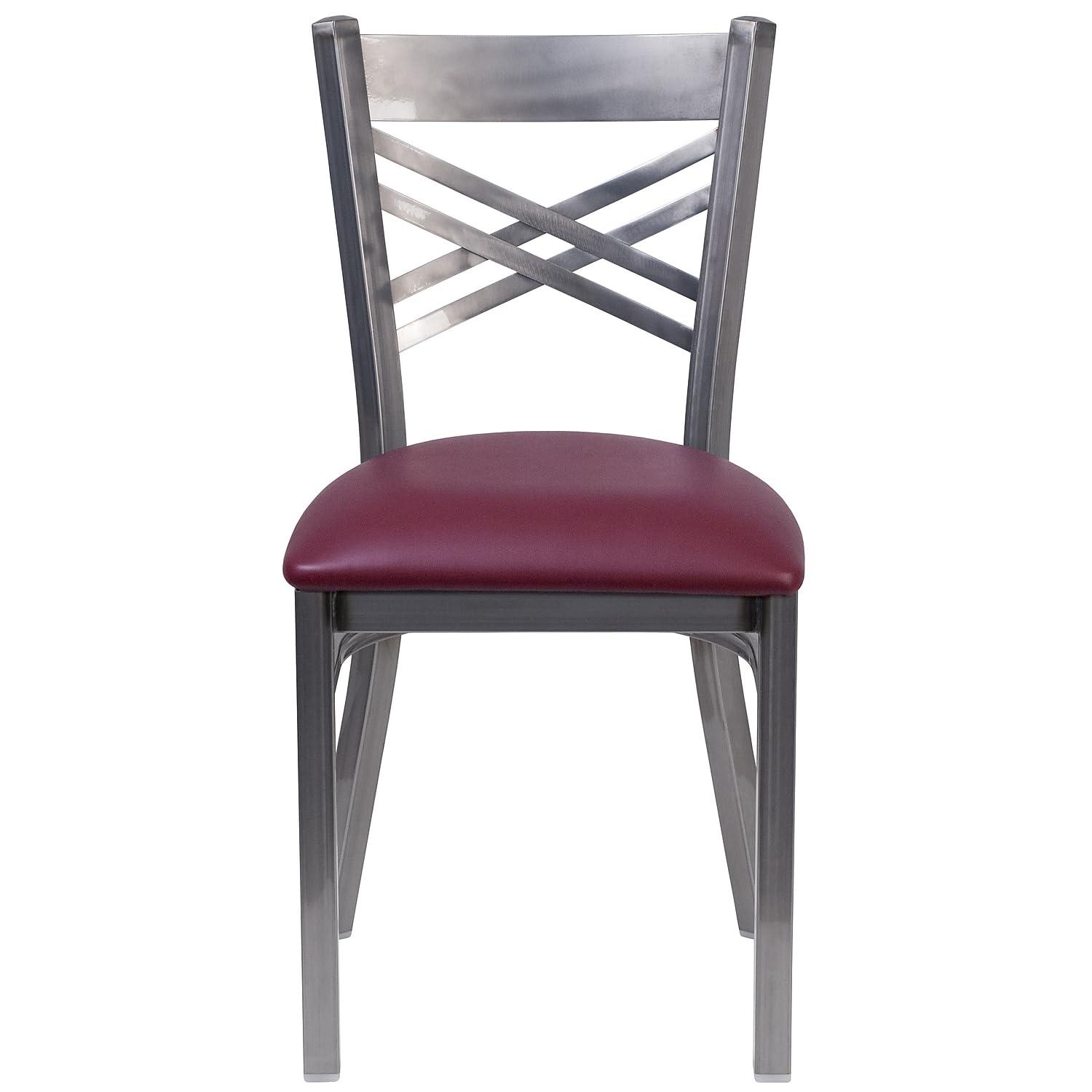 Flash Furniture Hercules Traditional Vinyl & Metal X-Back Restaurant Dining Chair Burgundy 2/Pack