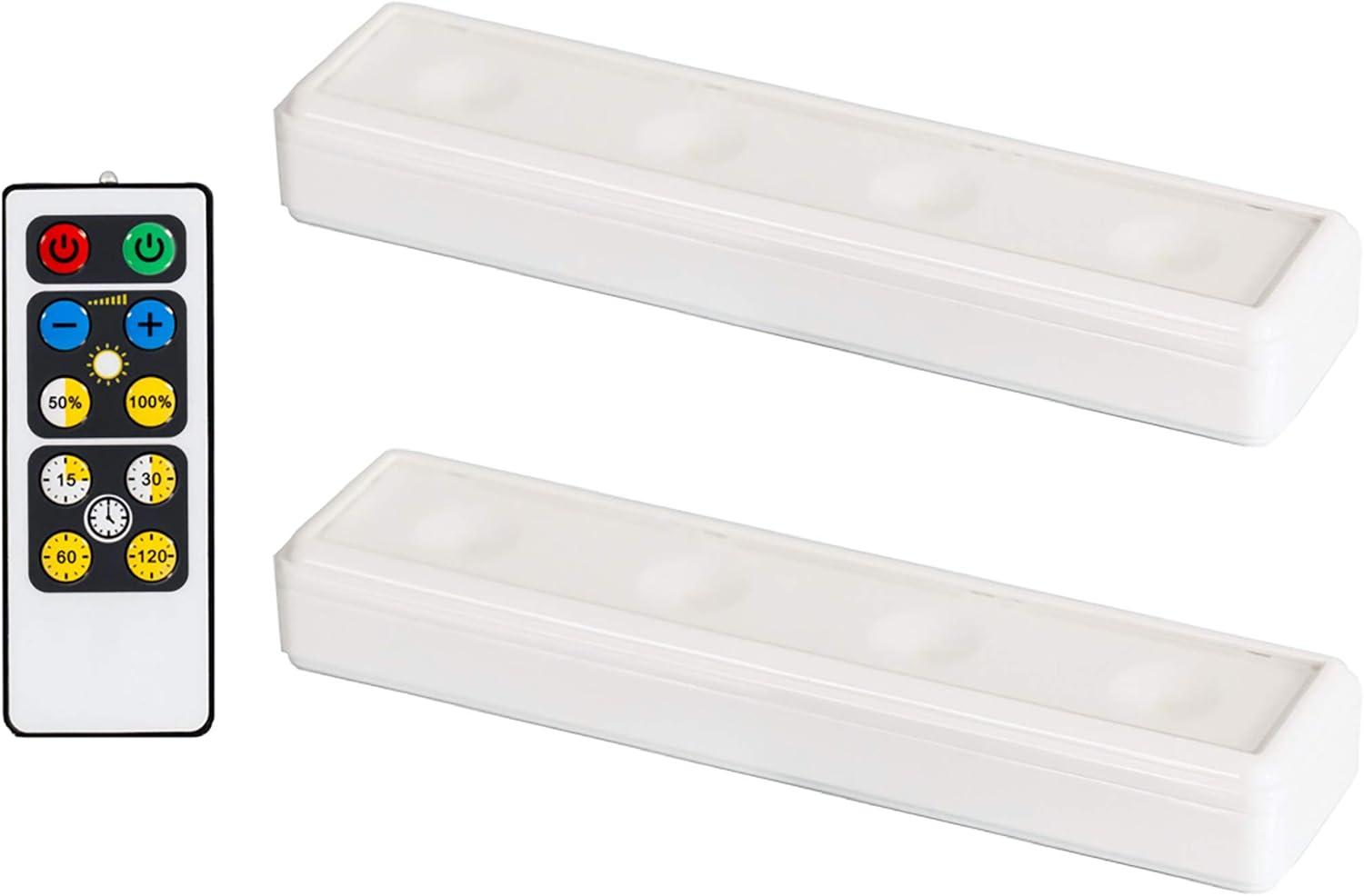 Wireless White LED Under Cabinet Light with Remote, 2 Pack