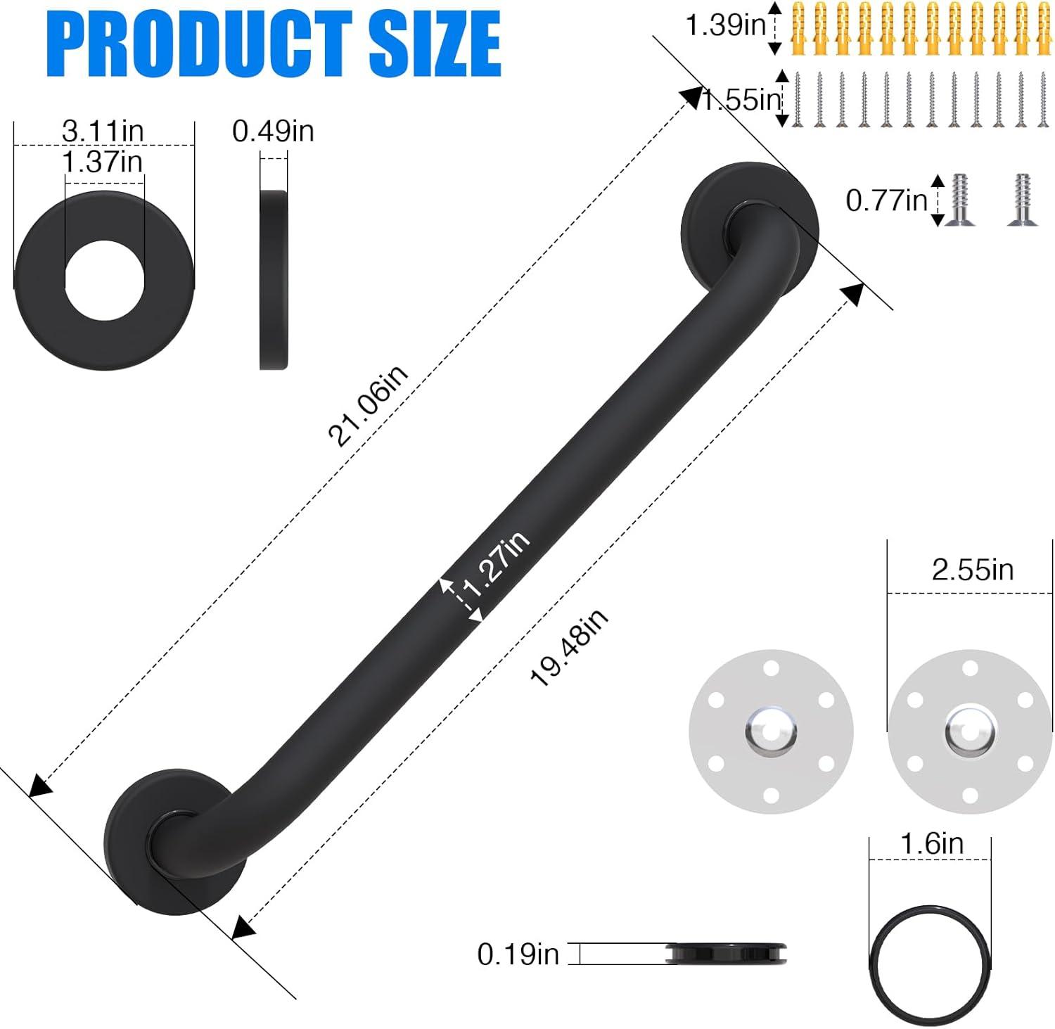18” Shower Handle Smooth Grip | 304 Stainless Steel Bathroom Grab Bars For Seniors | Handicap Grab Bars Oil Rubbed Bronze | ADA Shower Bars Safety For Elderly | Grab Bars For Bathtubs And Showers