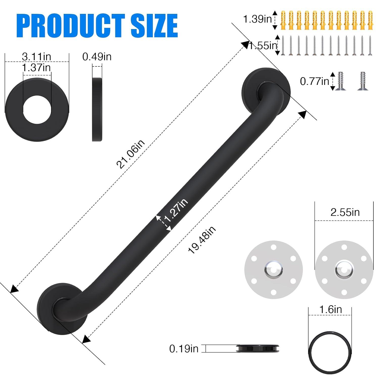 18” Shower Handle Smooth Grip | 304 Stainless Steel Bathroom Grab Bars For Seniors | Handicap Grab Bars Oil Rubbed Bronze | ADA Shower Bars Safety For Elderly | Grab Bars For Bathtubs And Showers