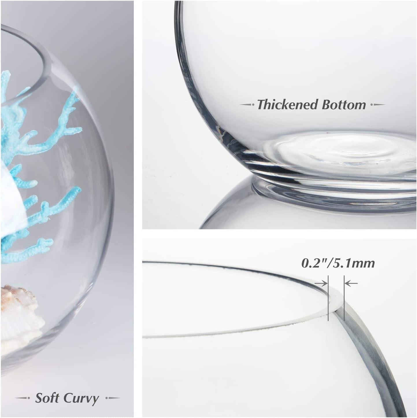 Clear Glass Bubble Bowl Vase, 8" Diameter, 6 Pieces