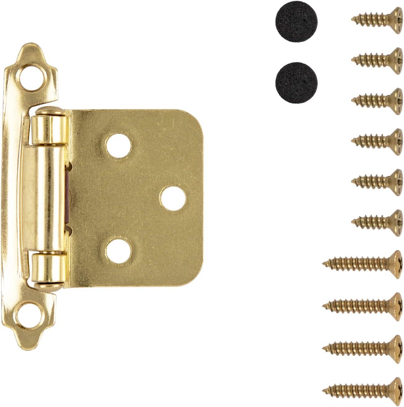 Polished Brass Self-Closing Flush Cabinet Hinges