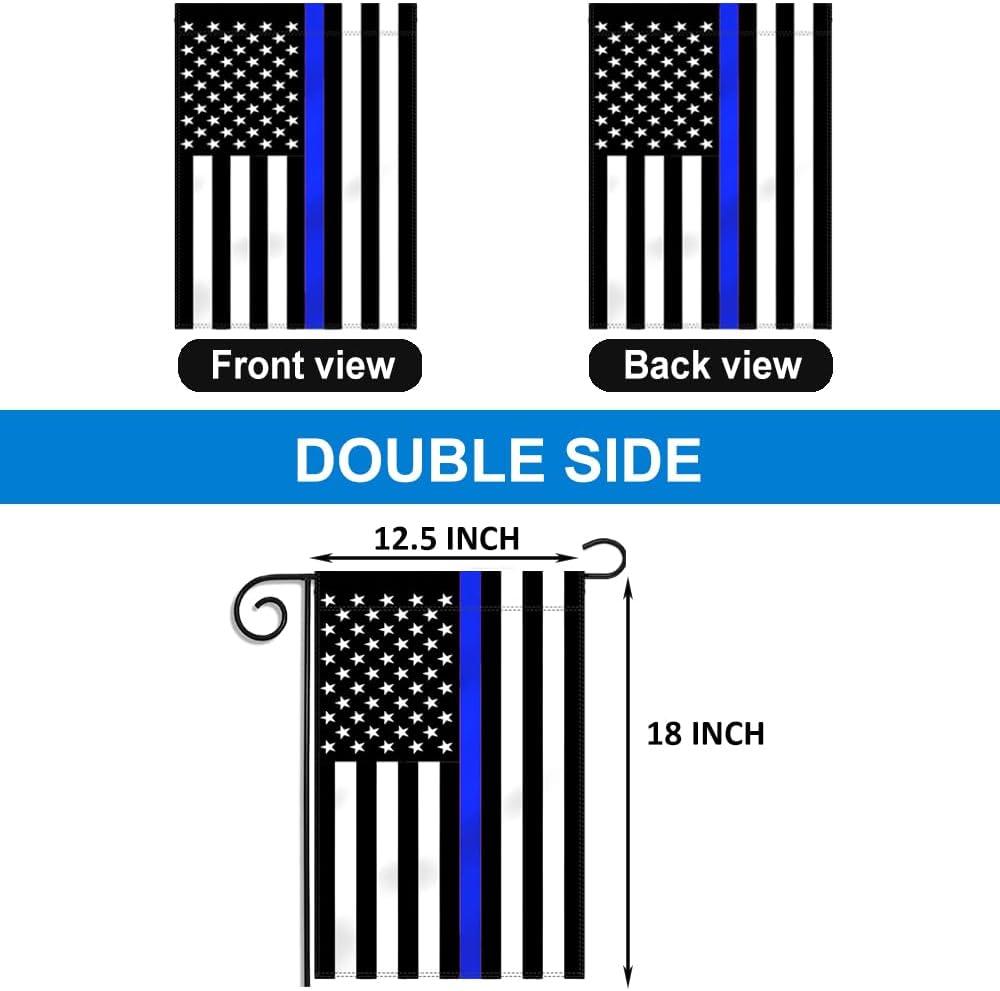 ERT Thin Blue Line Garden Flag Double sided 12.5 x 18 Inch Police Flag American Flag Made by Oxford lawn decoration Outdoor Indoor