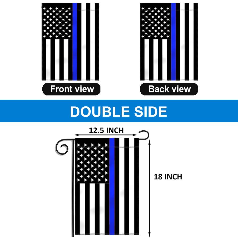 ERT Thin Blue Line Garden Flag Double sided 12.5 x 18 Inch Police Flag American Flag Made by Oxford lawn decoration Outdoor Indoor