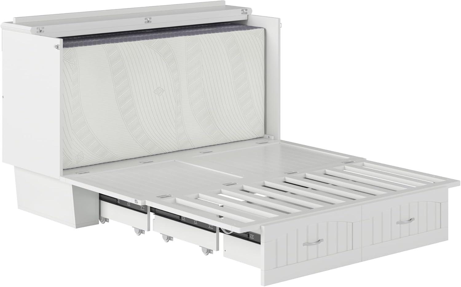 Queen Nantucket Murphy Bed Chest USB Turbo Charger White - AFI