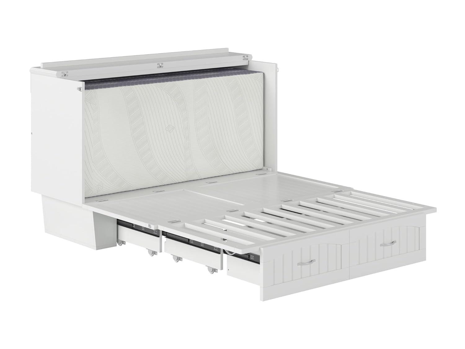 Queen Nantucket Murphy Bed Chest USB Turbo Charger White - AFI