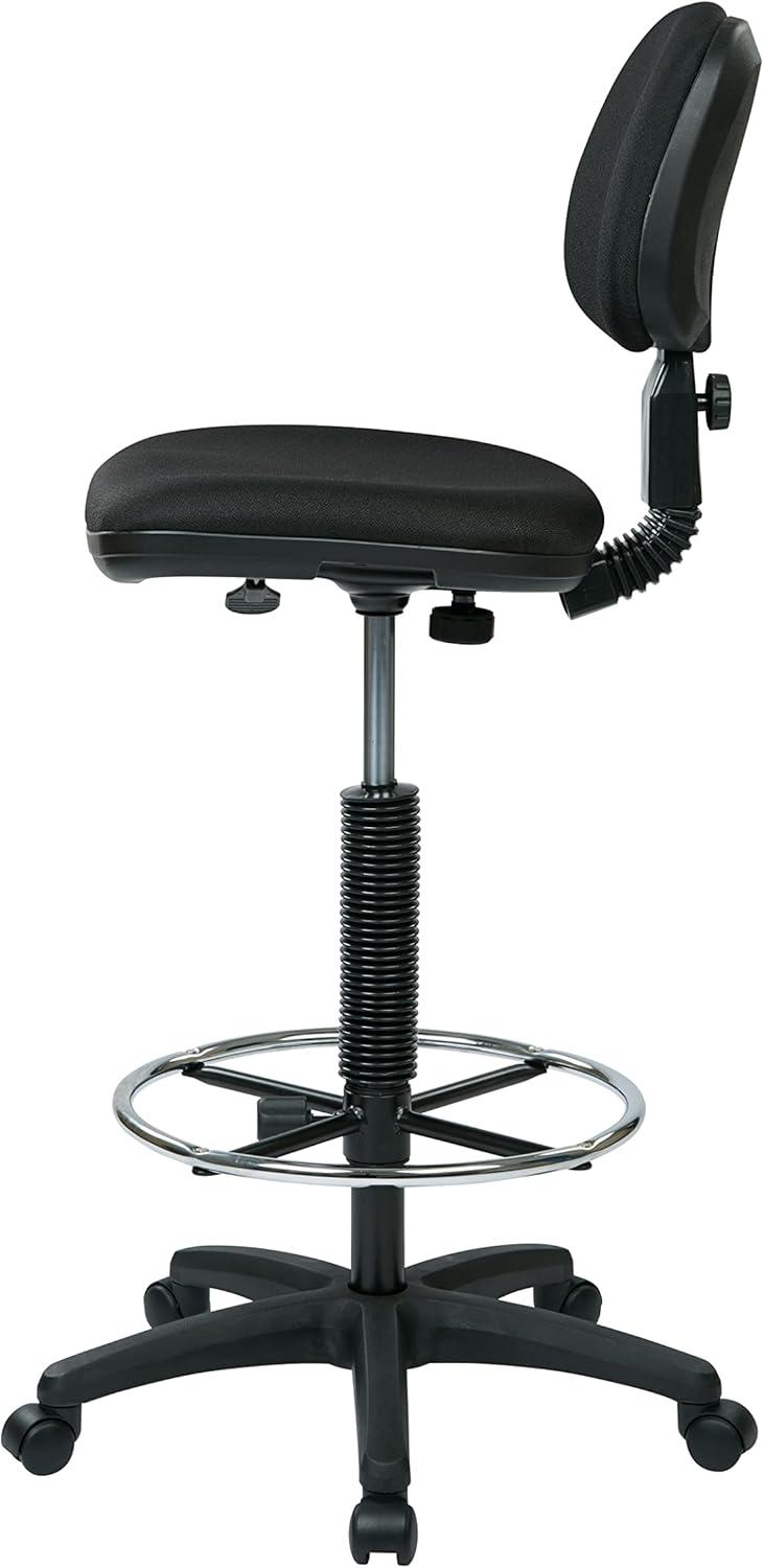 Ergonomic Black Nylon Drafting Chair with Adjustable Footrest