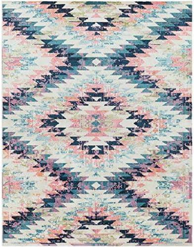 Anika Blue Medallion 9' x 12' Easy-Care Handmade Rug