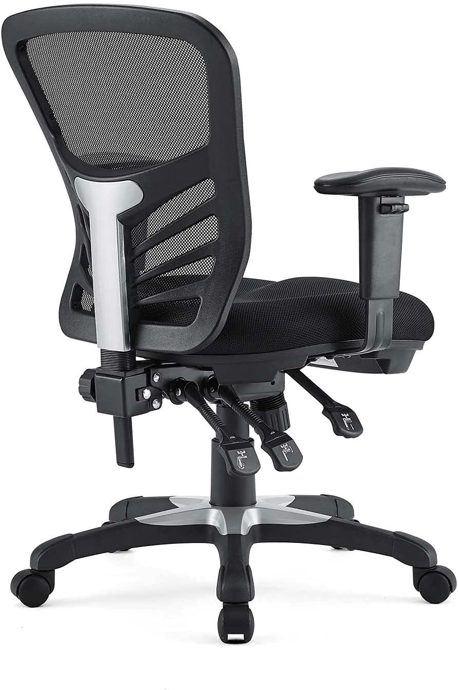Articulate Mesh Office Chair Midnight Black - Modway: Ergonomic, Adjustable Arms, Swivel Desk Chair