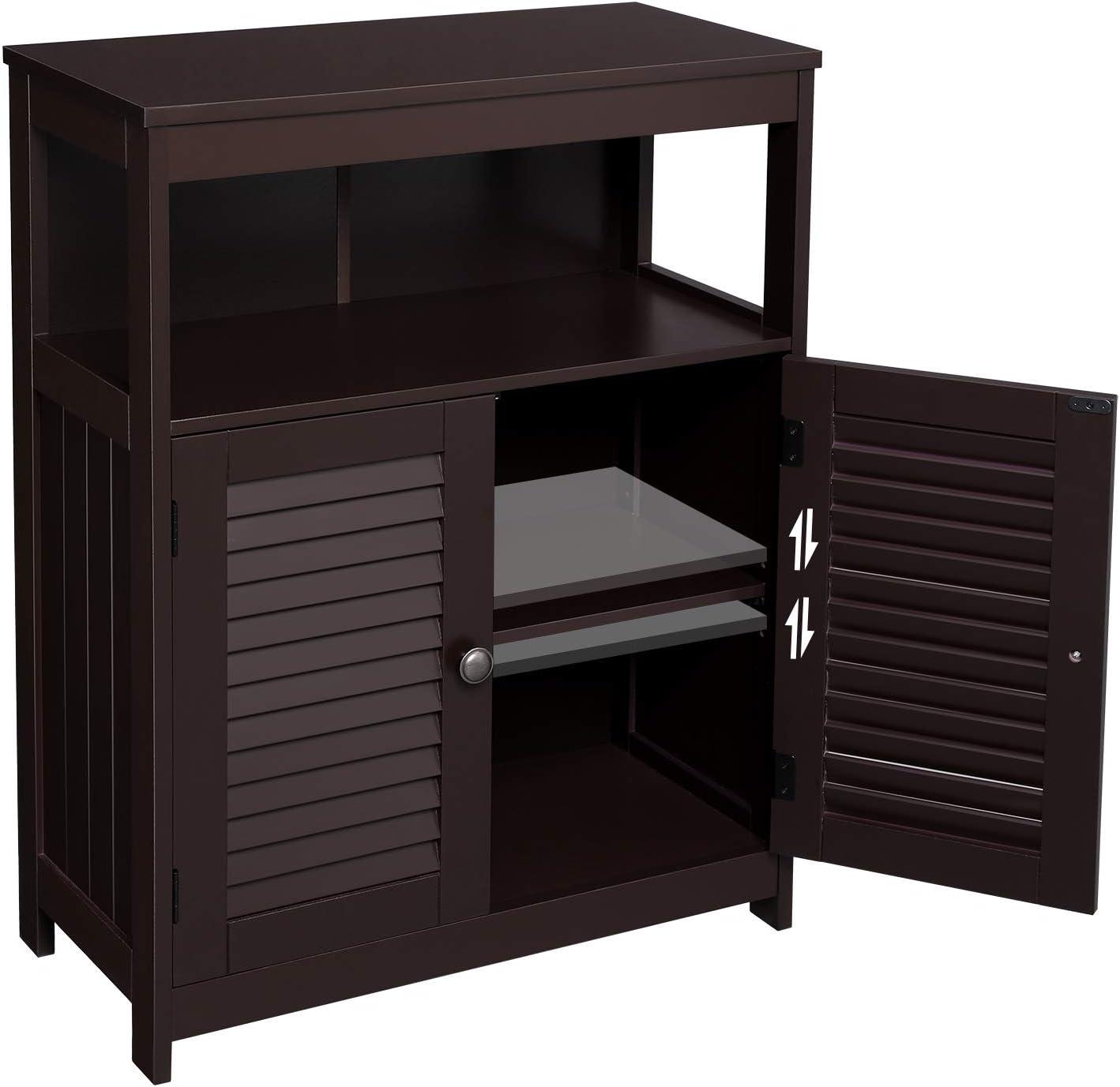 Brown MDF Living Room Cabinet with Adjustable Shelving