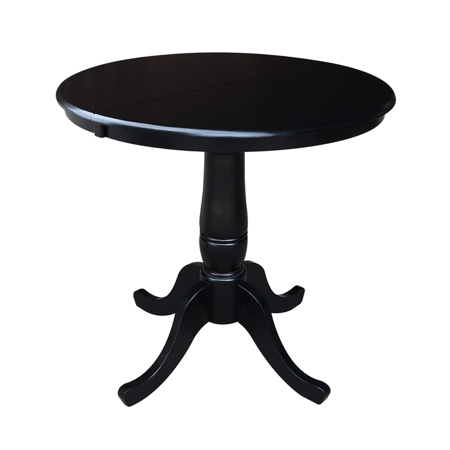 36 in. Round Top Pedestal Counter Height Table with 12 in. Leaf, Hickory & Stone
