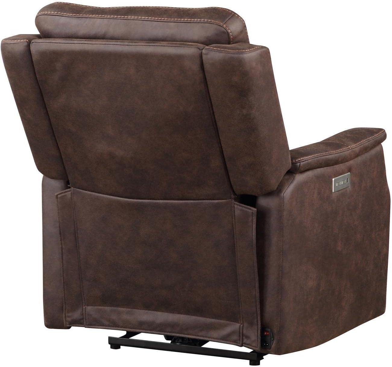 Steve Silver Valencia Leatherette Dual Power Reclining Chair with USB, Walnut