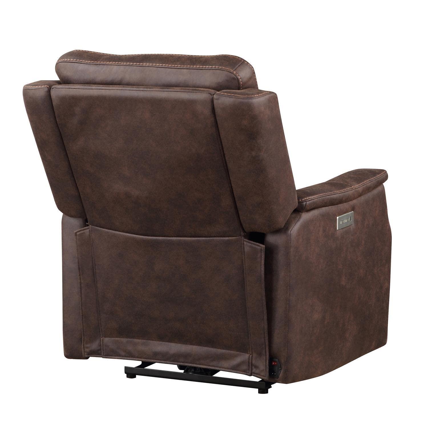 Steve Silver Valencia Leatherette Dual Power Reclining Chair with USB, Walnut