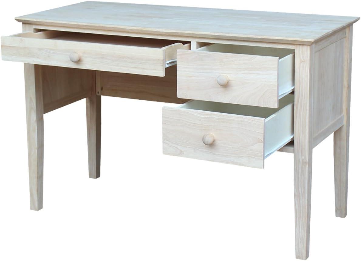 Computer Desk International Concepts: Unfinished Parawood, Brooklyn Style, Writing Desk with Drawer