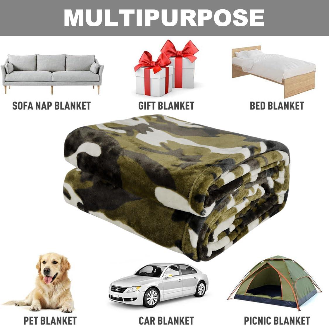 HommomH 60" x 80" Army Blanket Throw Soldier Comfort Warmth Soft Cozy Air Conditioning Easy Care Machine Wash Camouflage