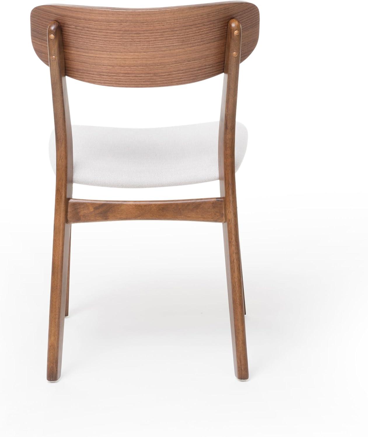 Christopher Knight Home Set of 2 Lucious Dining Chair Light Beige/Walnut: Upholstered, Rubberwood Legs, Scandinavian Style
