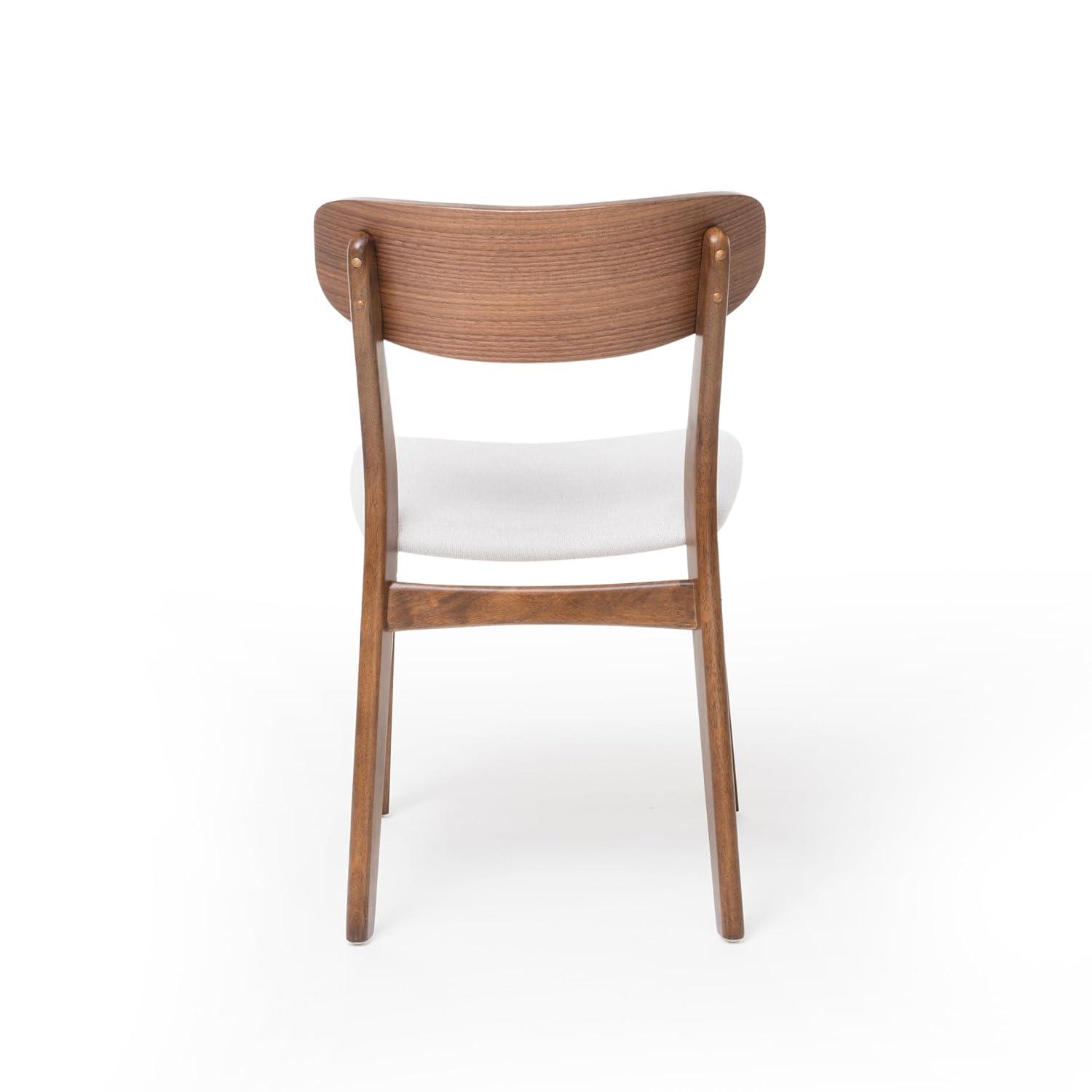 Christopher Knight Home Set of 2 Lucious Dining Chair Light Beige/Walnut: Upholstered, Rubberwood Legs, Scandinavian Style