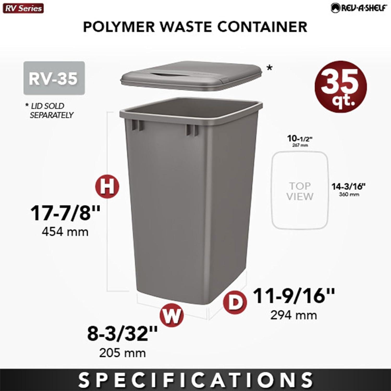 Rev-A-Shelf Polymer Replacement Trash Bin, 2 Pack (Set of 2)