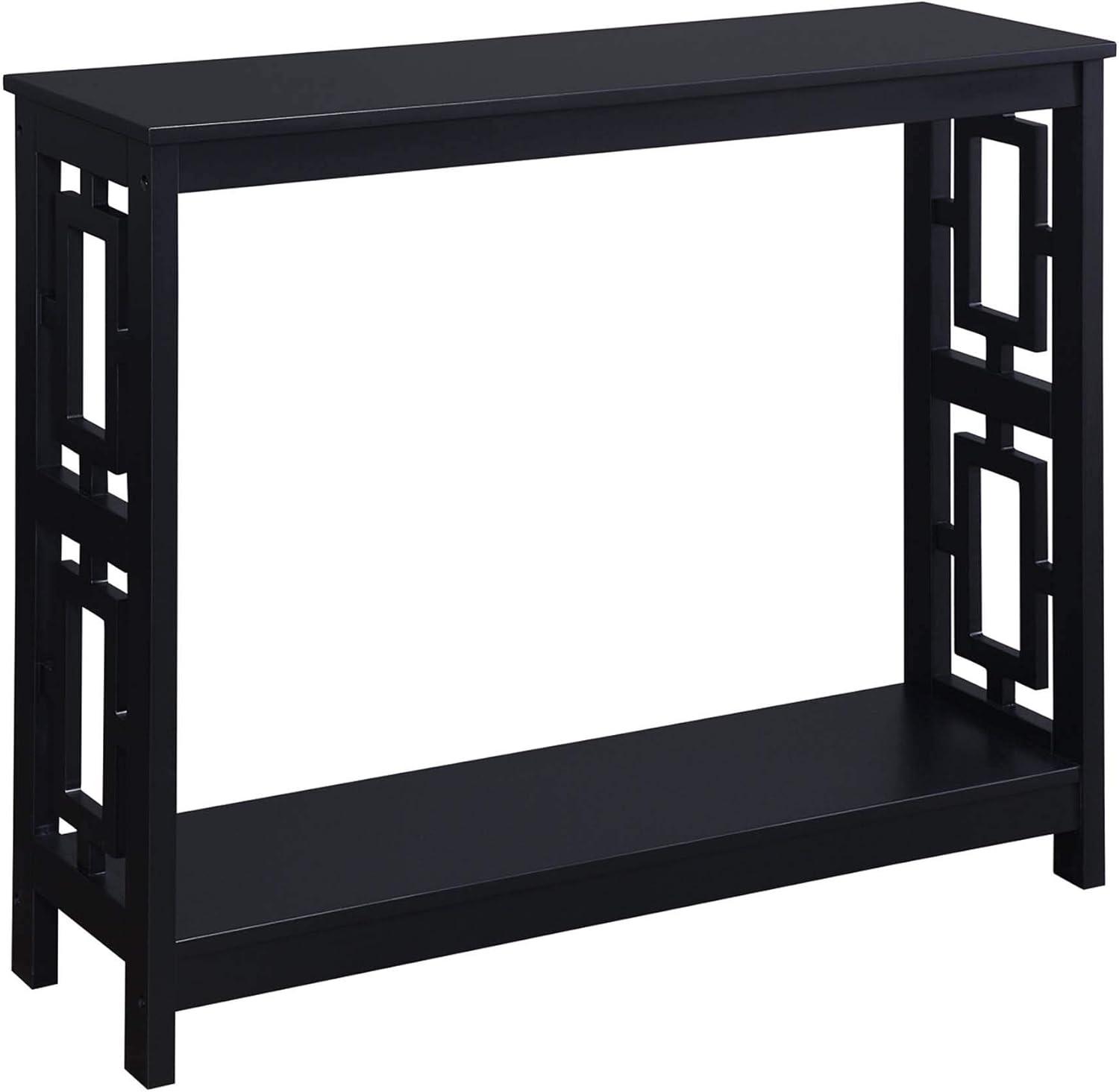 Convenience Concepts Town Square Console Table in Black Wood Finish