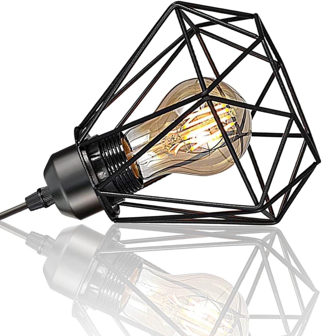 Plug in Wall Sconces Set of 2 with 6 FT On/Off Switch Cord, Wall Light Fixtures Black Industrial Farmhouse Indoor Wall Latern For Bedroom Living Room