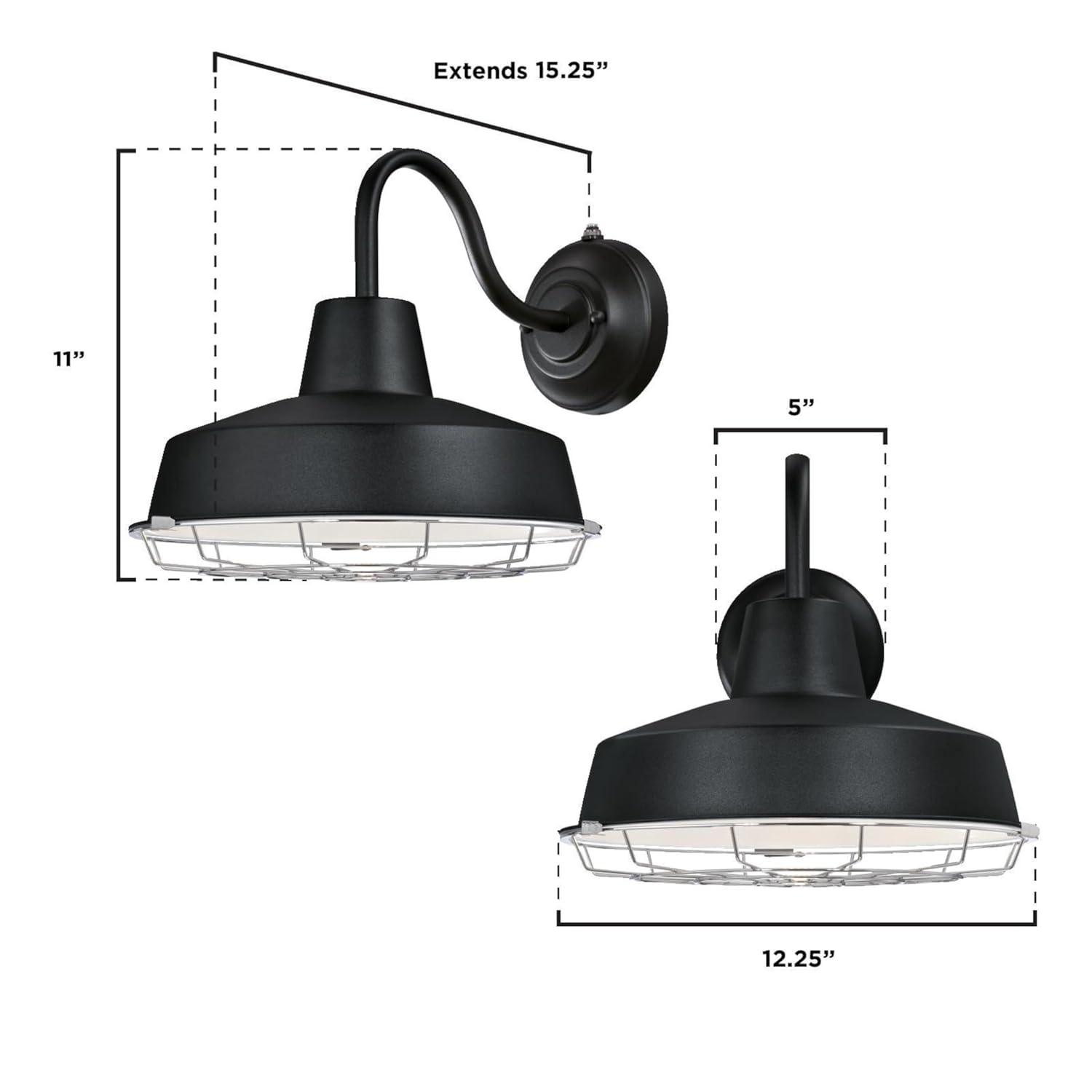 Westinghouse Lighting Westinghouse Academy One-Light LED Outdoor Wall Fixture, Cage Shade 20 Textured Black (New Version) 12-Inch 7 to 12 Inches 13 to