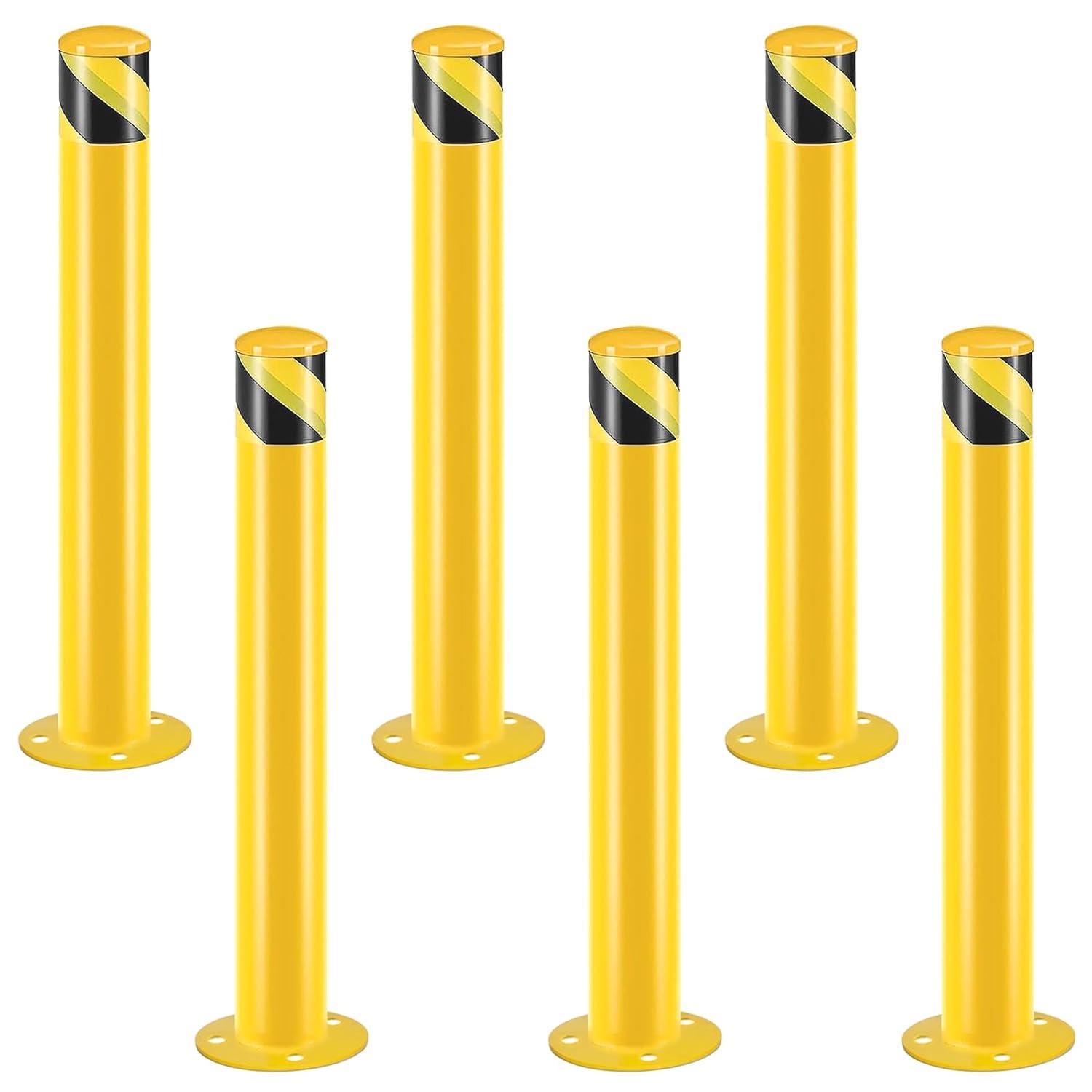 Safety Bollard Post, Steel Bollards,Parking Bollard, Yellow Powder Coated Safety Parking Barrier Post, for Traffic Sensitive Areas (2, 36"H*4.5"D)