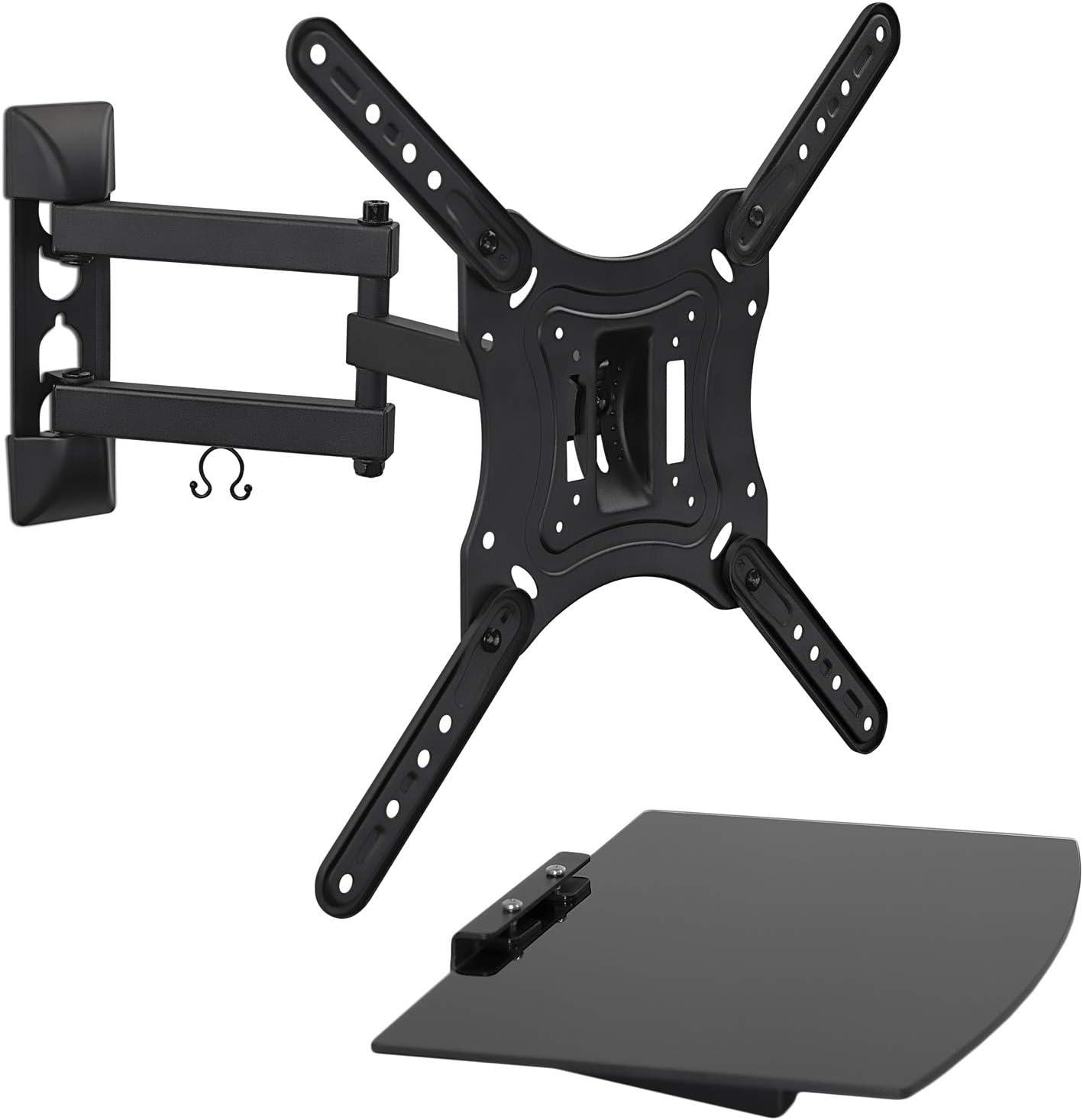 Mount-It! Full Motion TV Wall Mount with Floating Entertainment Shelf | Fits TVs Up to 55 Inches