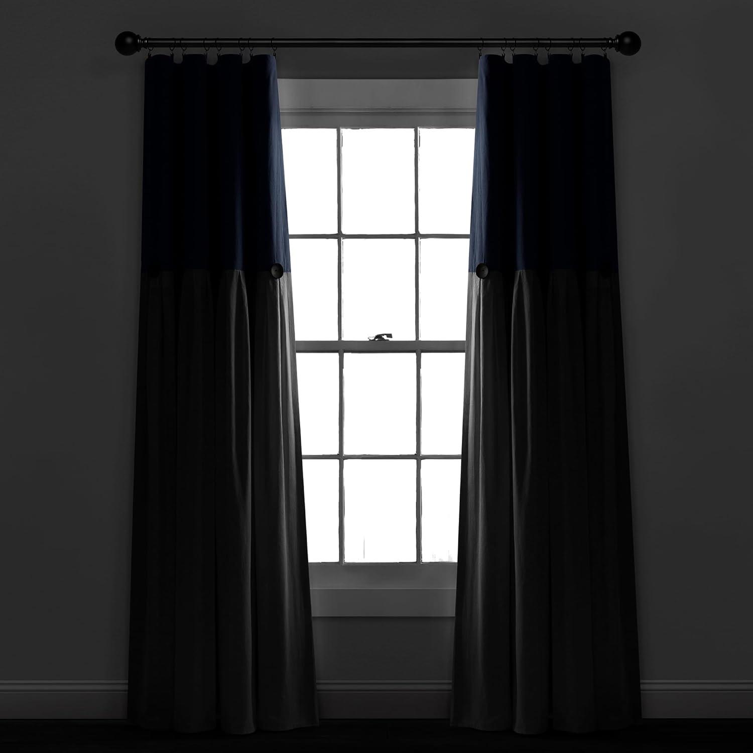 Lush Decor Linen Button Cotton Blend Blackout Thermal Rod Pocket Single Curtain Panel