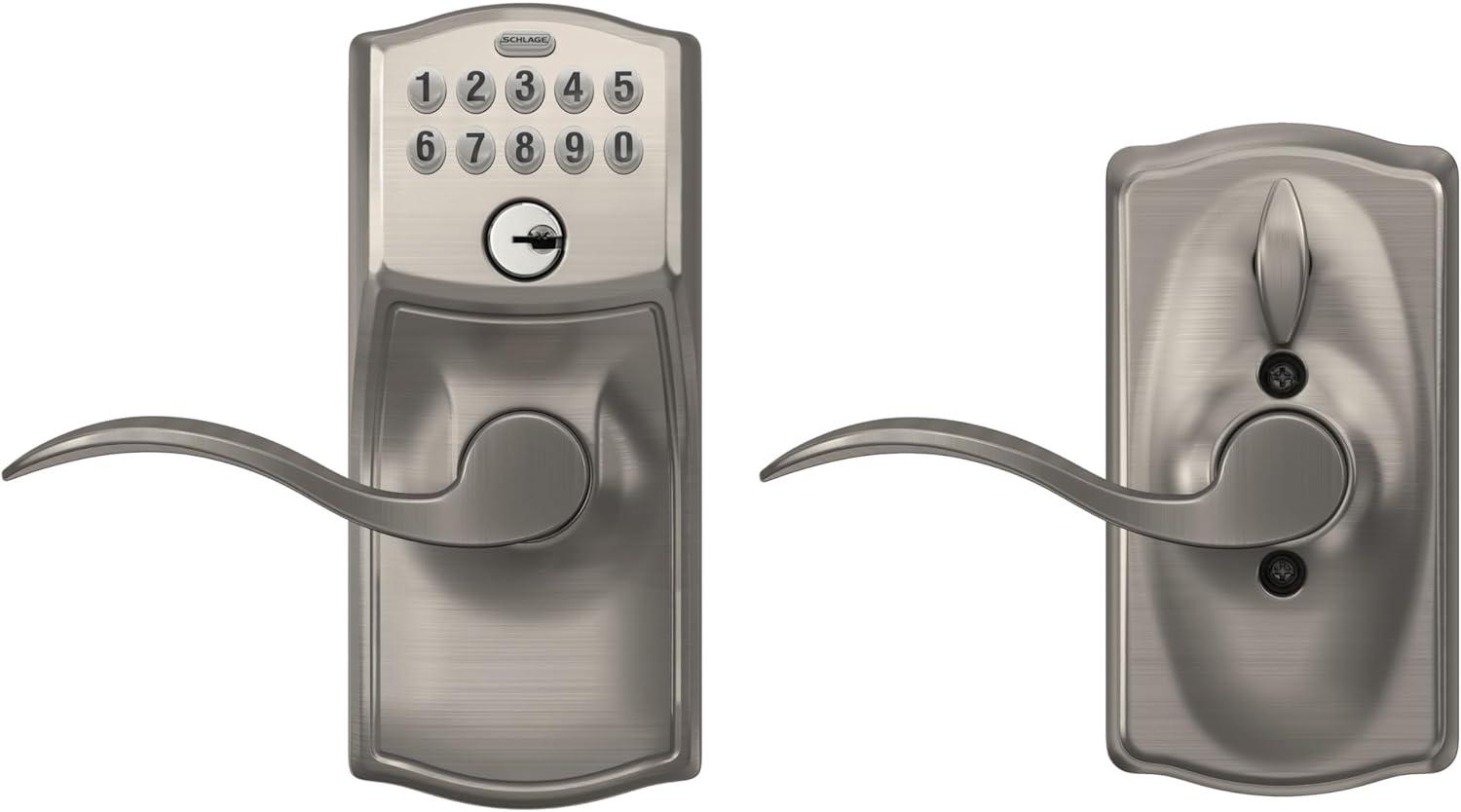 Satin Nickel Electronic Keypad Entry Lock with Lever