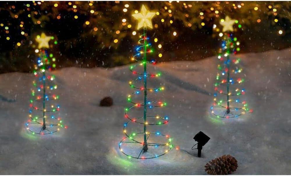 Solar LED Metal Christmas Tree Decoration Outdoor Stake Light - 2'ft. Multi-Colored