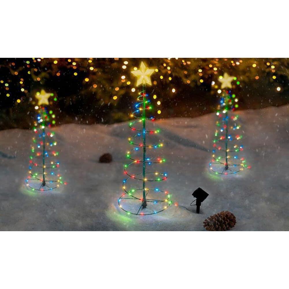 Solar LED Metal Christmas Tree Decoration Outdoor Stake Light - 2'ft. Multi-Colored