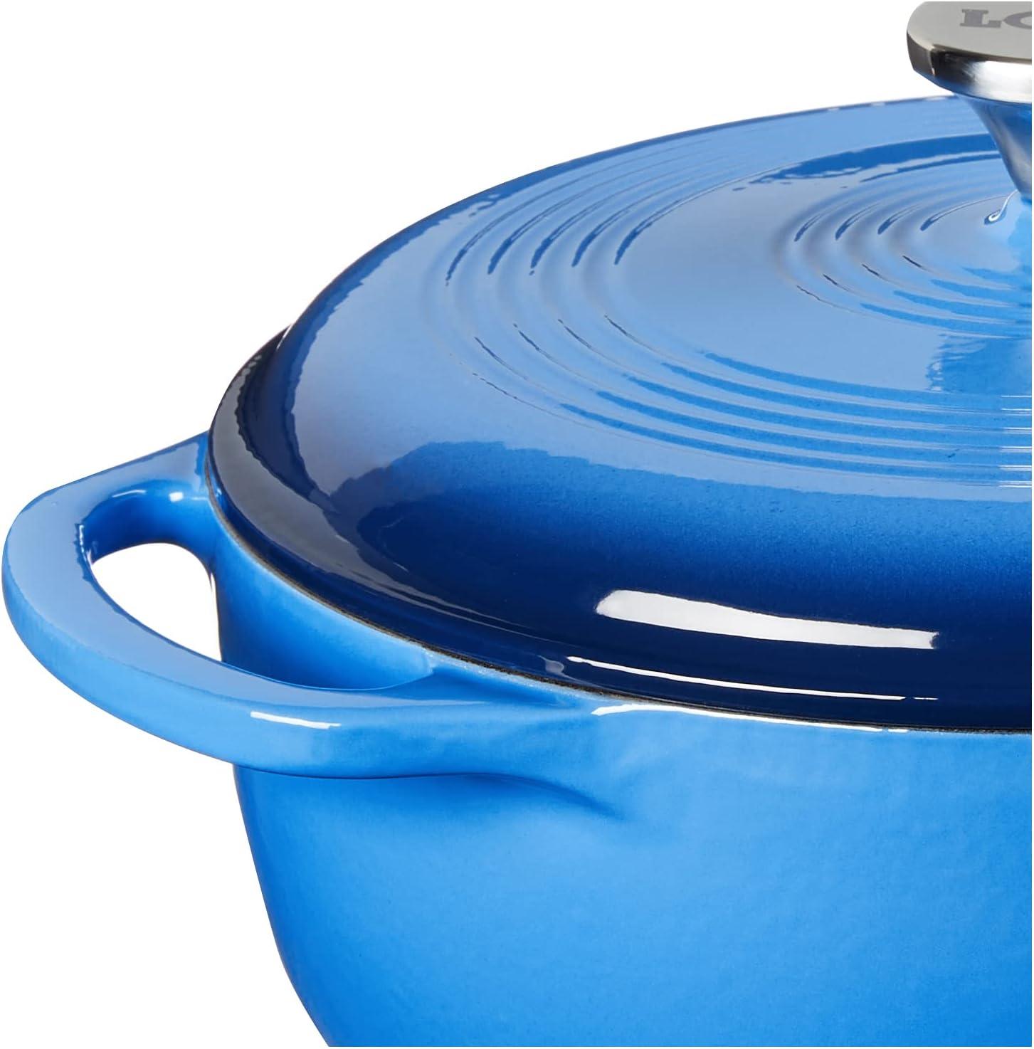 Lodge Cast Iron 4.5 Quart Enameled Dutch Oven, Blue