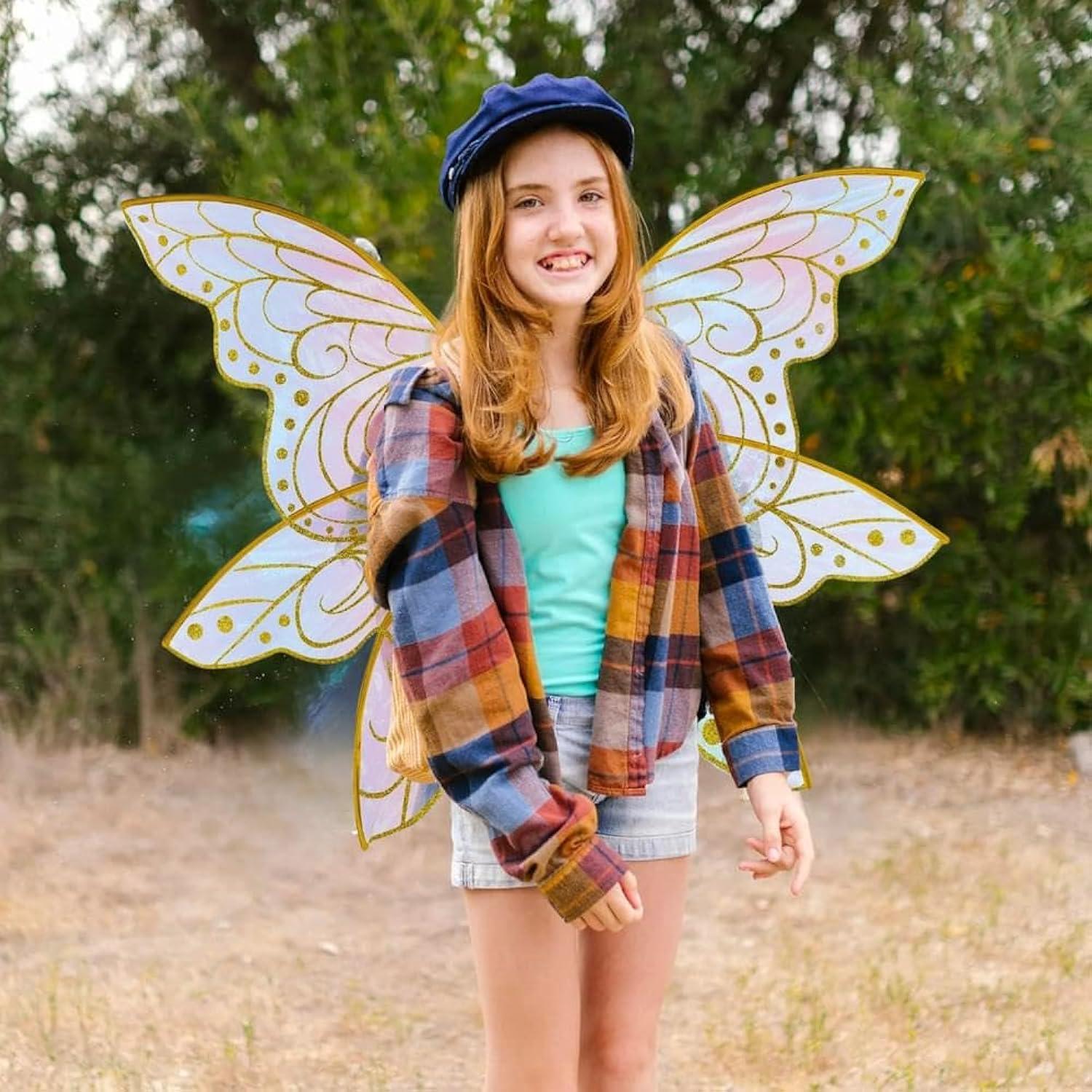 Amscan Glitter Gold Fairy Wings for Adults and Teens, Halloween Costume Accessory