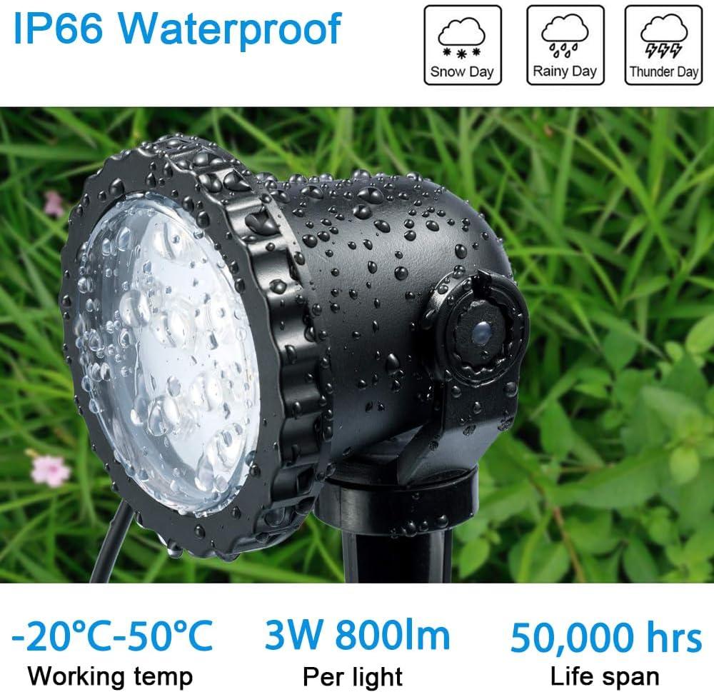 12W Black RGB LED Pathway Spotlights with Remote, 4 Pack