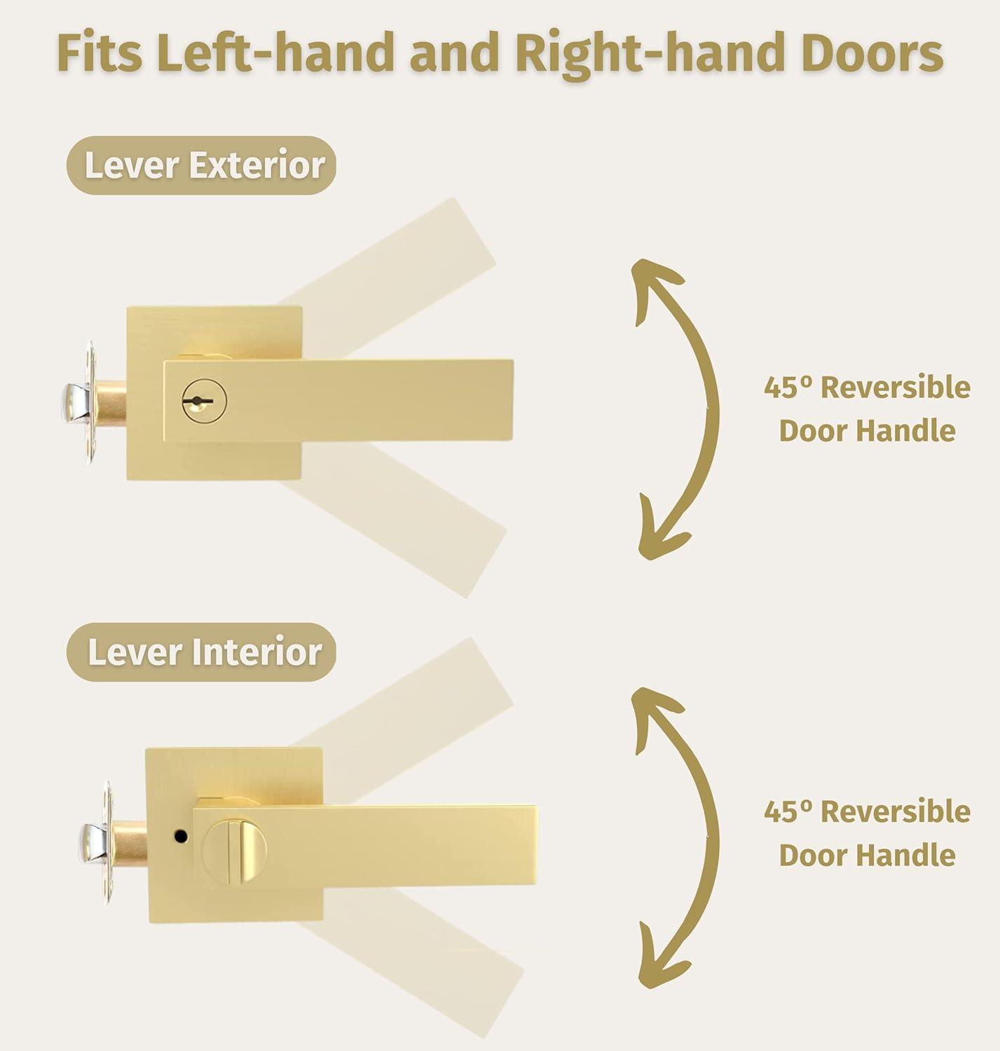 Mega Handles ROBELL Reversible Entry Door Lever and Single Cylinder Deadbolt Lock Combo Pack | Modern Keyed Lever