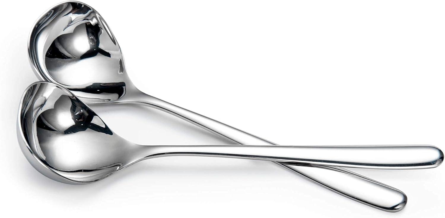 IMEEA 8-Inch Small Ladles for Serving Sauce SUS304 Stainless Steel Gravy Ladle Soup Spoon, Set of 4