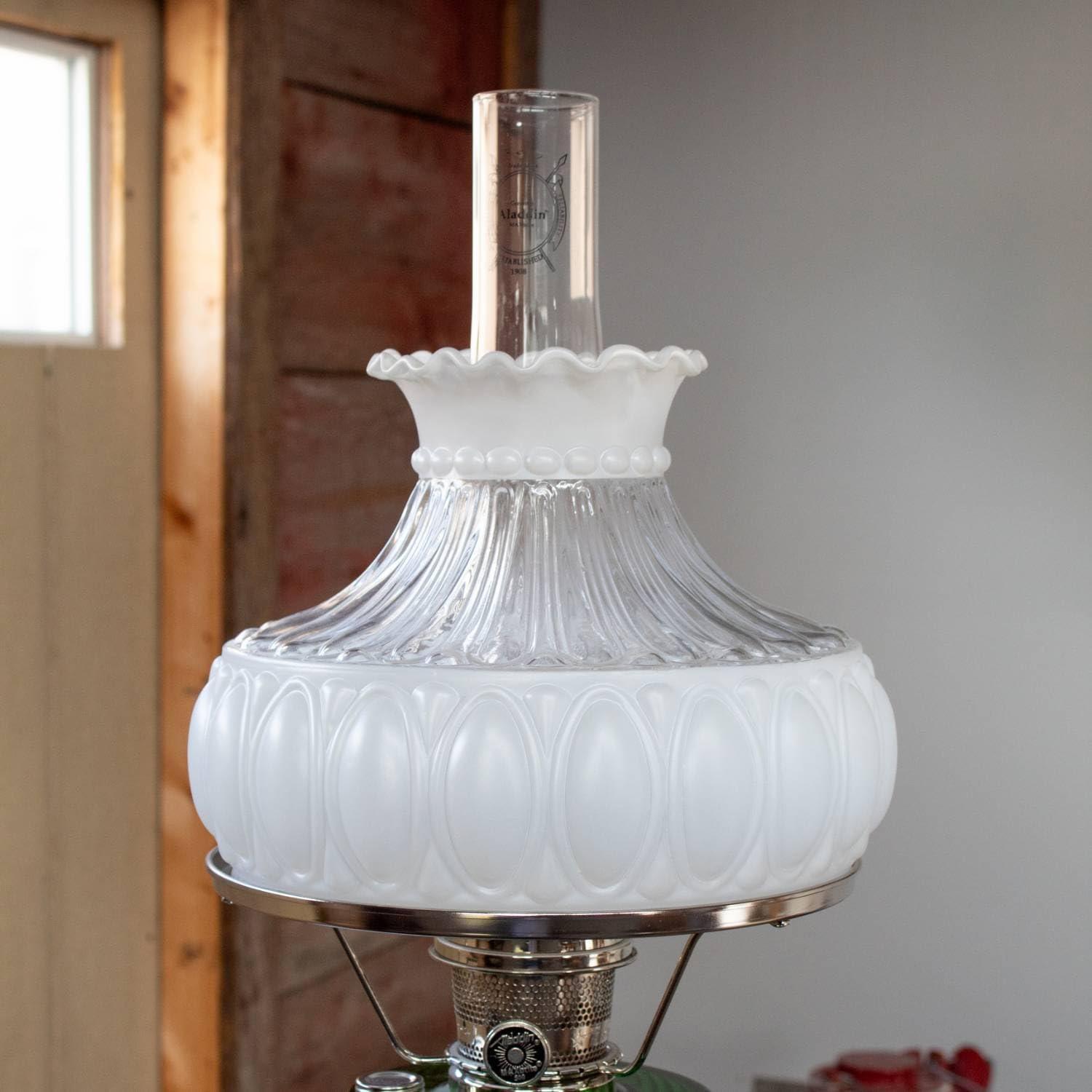 Aladdin Oil Lamp Glass Shade Fits 10 in Shade Ring Base, Diffuses, Softens and Disperses Light, White Frosted Glass