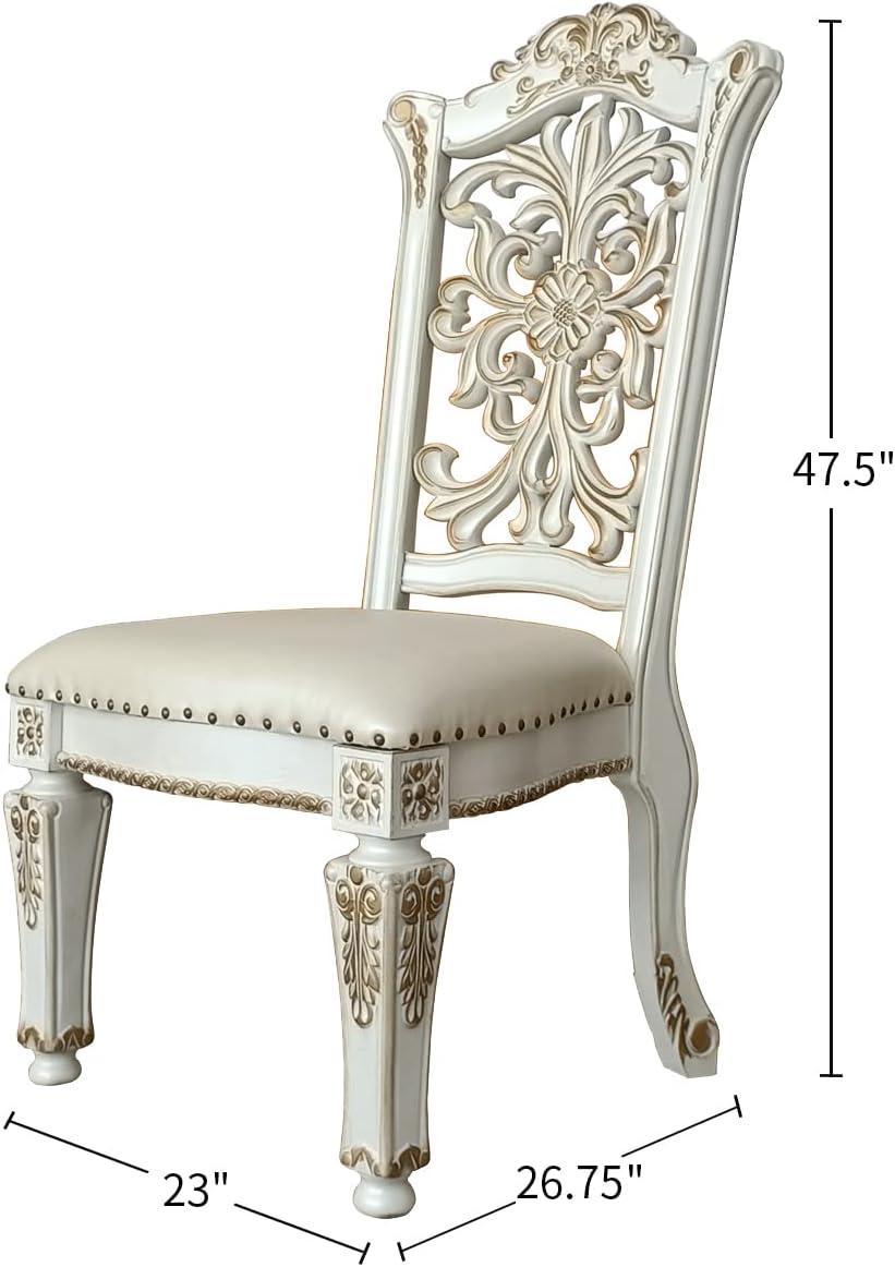 23" Vendome Dining Chair Synthetic Leather, Nailhead Trim - Acme Furniture: No Tools Assembly, Spot Clean