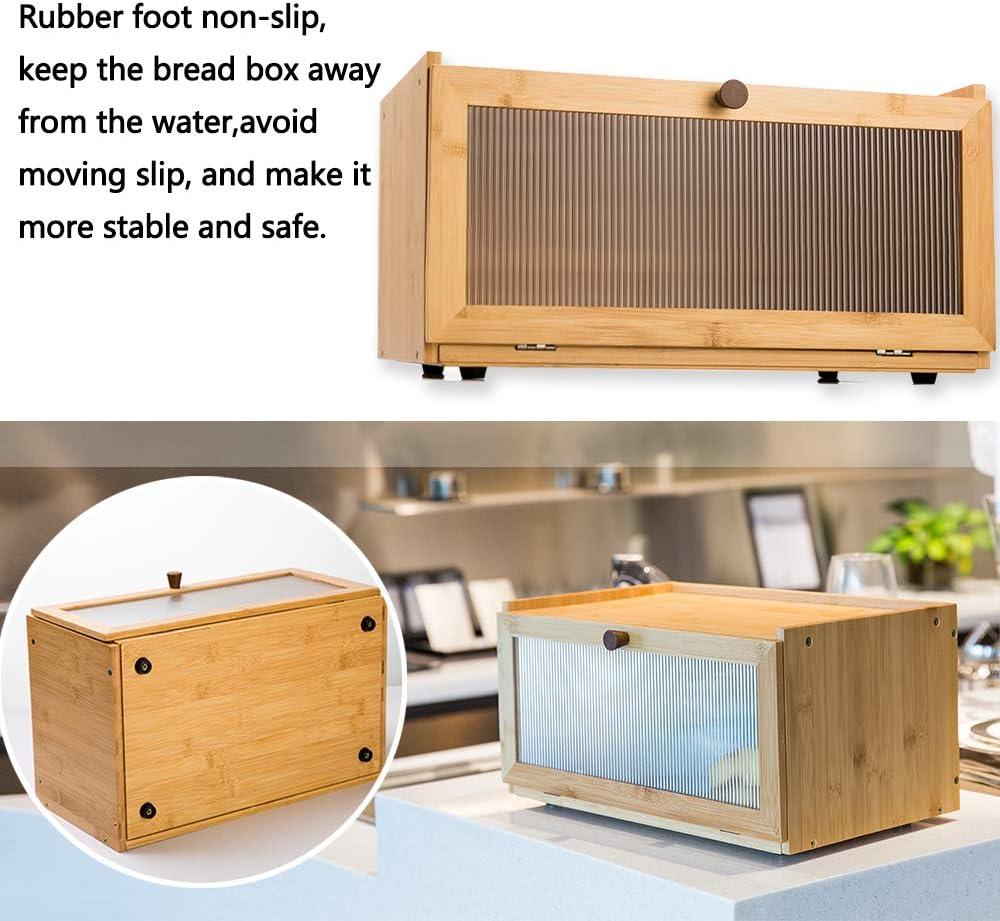 Bamboo Bread Box for Kitchen Counter-Large Capacity Bread Storage Container Farmhouse Bread Box with Window Bread Holder